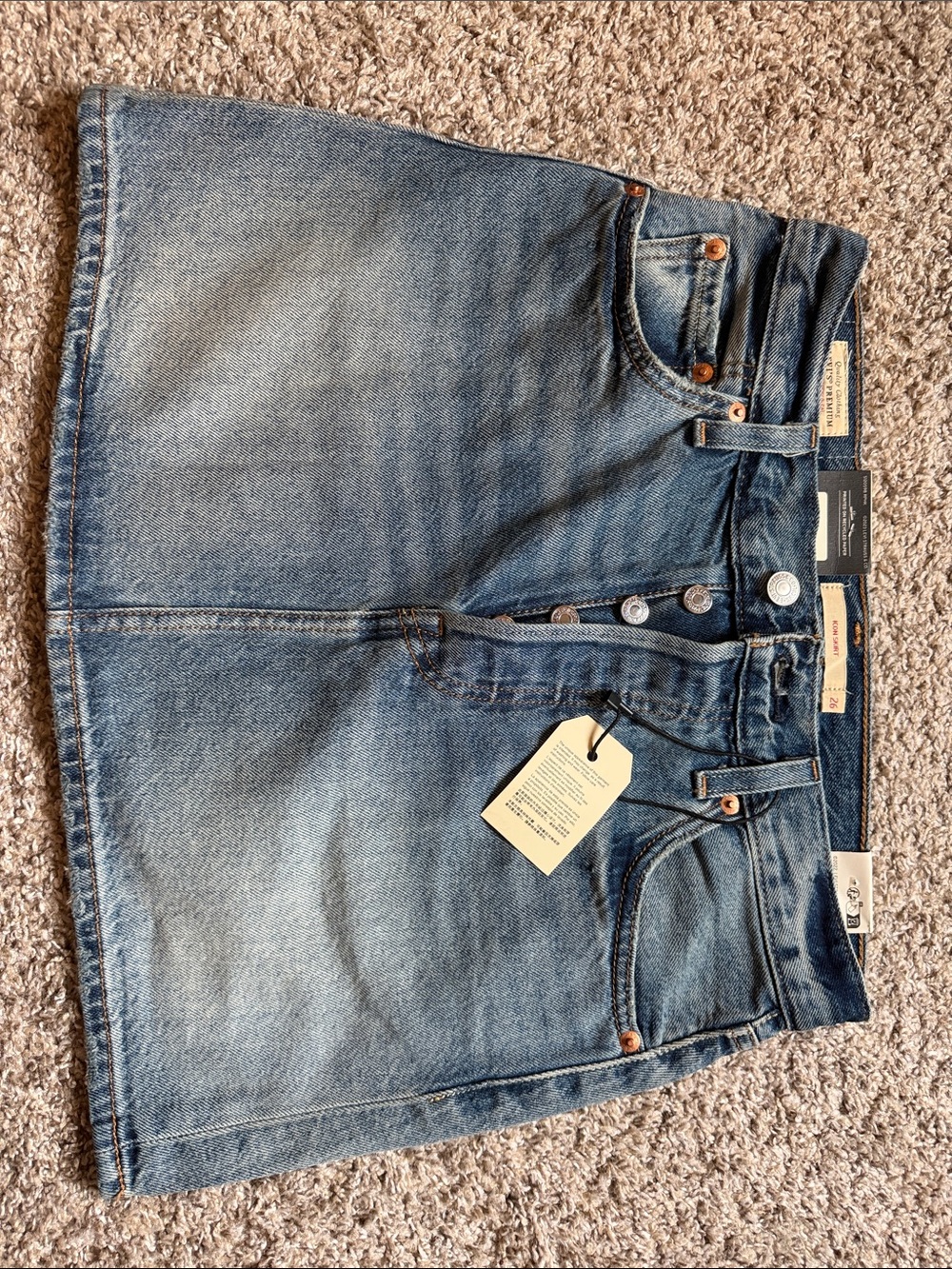 Levi's Faded Blue Button-Front Denim Mini Skirt